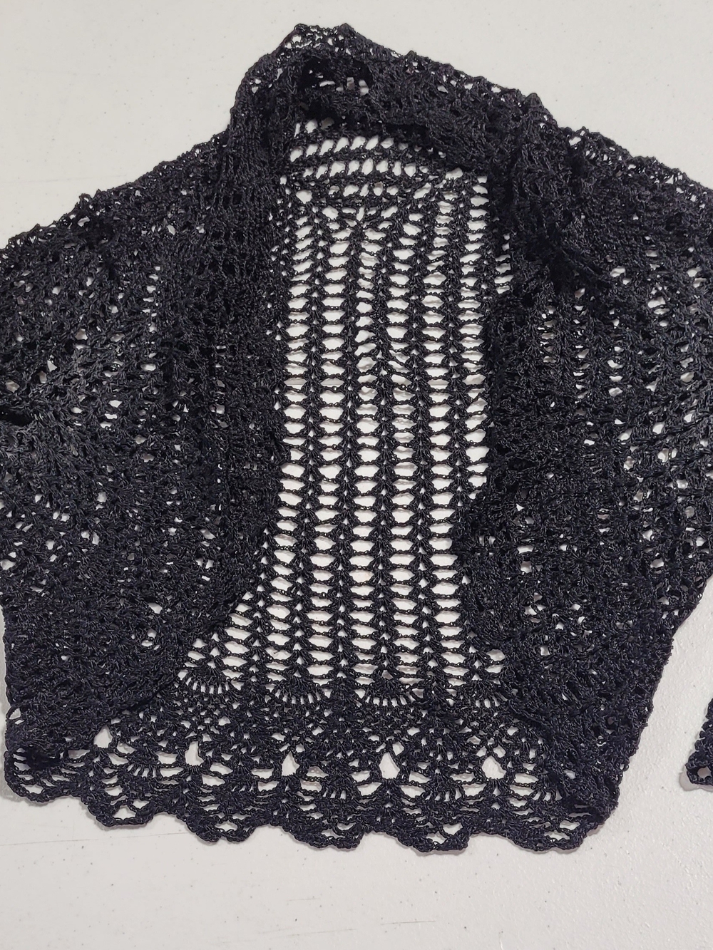 Black Open-Knit Crochet Women's Sweater - Picture 1 of 3